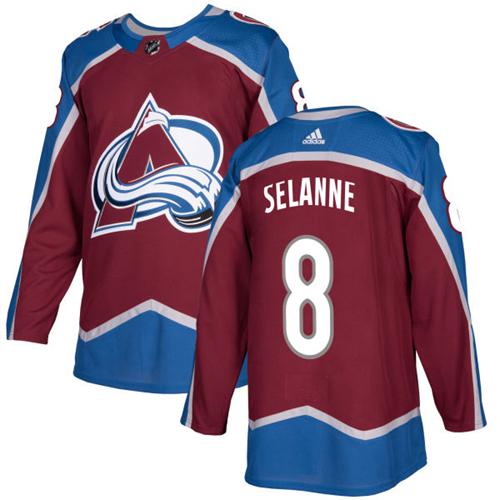 Adidas Men Colorado Avalanche #8 Teemu Selanne Burgundy Home Authentic Stitched NHL Jersey